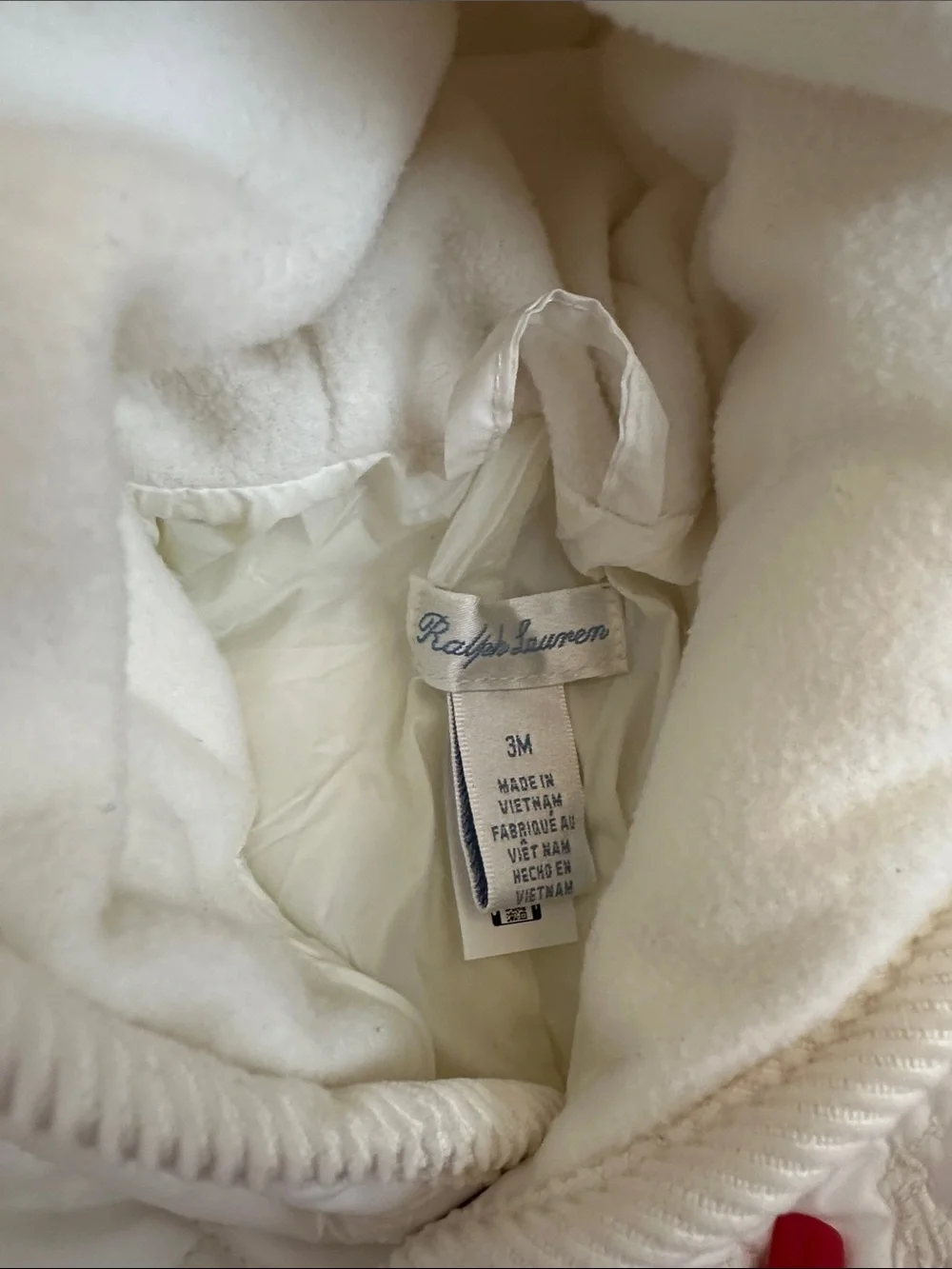 Ralph Lauren Cream Quilted Infant Hooded Snowsuit